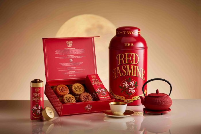 TWG Tea 2025全新鉅獻「緋紅中秋茗茶月餅禮盒」 | 緋紅茗月茶宴點亮團圓時刻 ，輕啜茉莉花香南非國寶茶佐匠心手工月餅